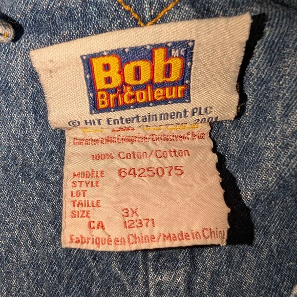 👷‍♂️ Vintage Bob The Builder Construction Themed Kids Blue Denim Overalls 3X 3T - Picture 6 of 6